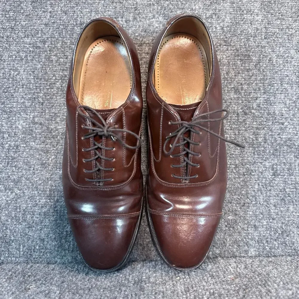 Johnston & Murphy Mens 8.5 Melton Brown Leather Cap Toe Oxford Dress Shoes